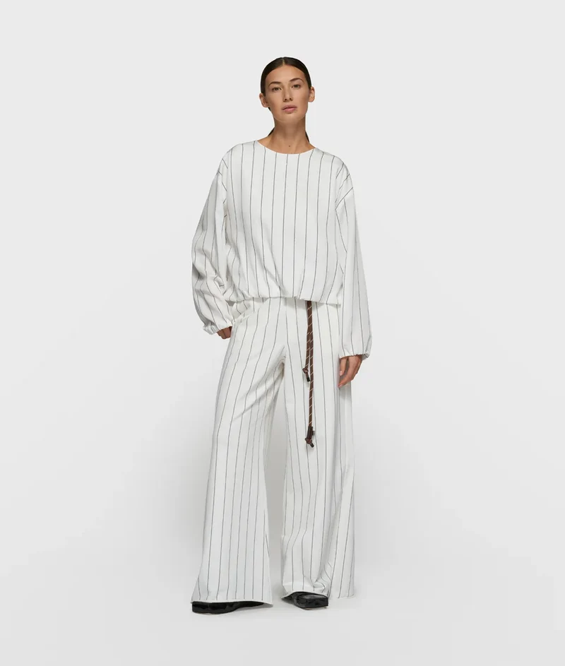 10DAYS AMSTERDAM Wide Jogger Pinstripe Ecru
