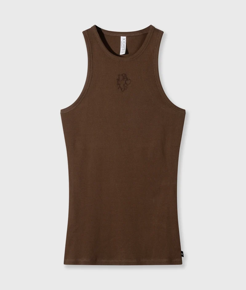 10DAYS AMSTERDAM Tank Top Rib - Dark Truffle