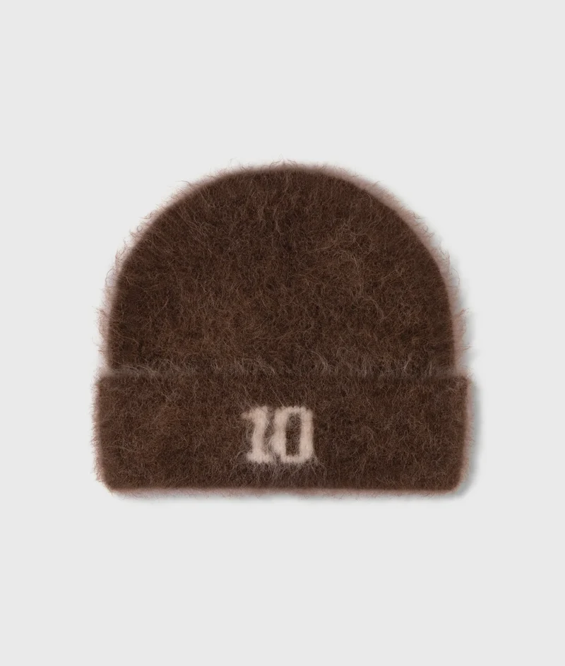 10DAYS AMSTERDAM Hairy Knit Beanie - Dark Truffle