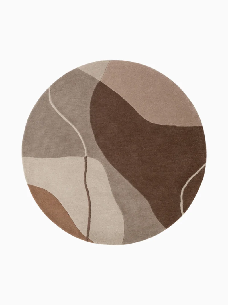 Villeroy & Boch Handgetufteter Wollteppich Muse Creme Braun Rund