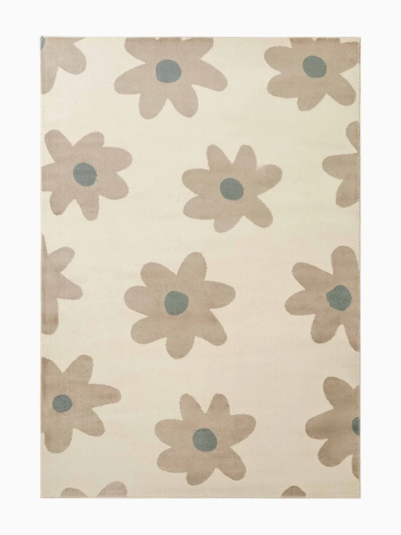 Kinderteppich Blumen Beige/Creme
