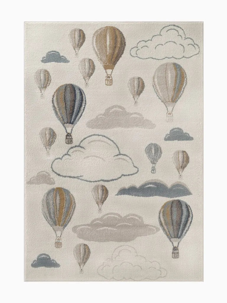 Kinderteppich Heißluftballon Beige