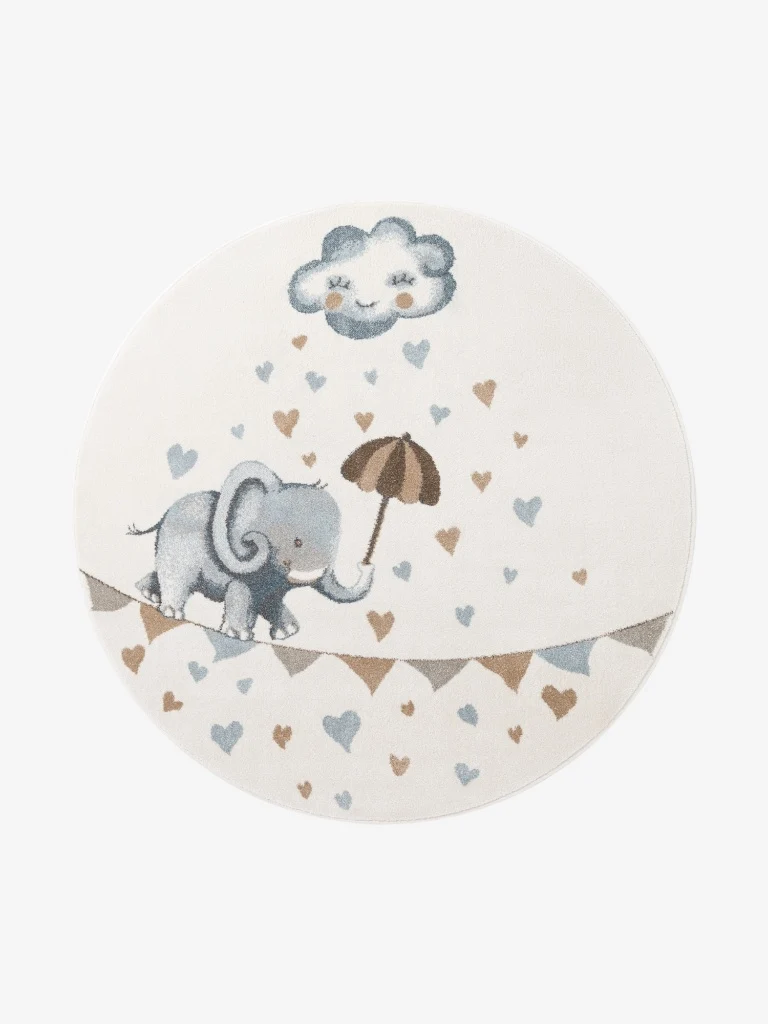Villeroy & Boch Kinderteppich Elefant Boho Kids Beige Creme Rund