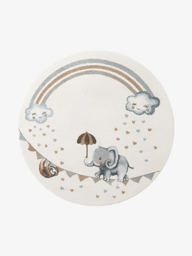 Villeroy & Boch Kinderteppich Elefant Boho Kids Beige Creme Rund