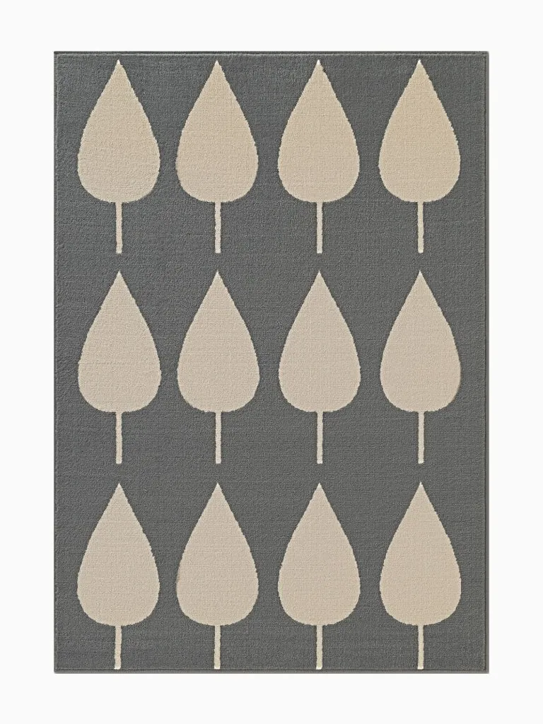 Kinderteppich Laubblätter Blau