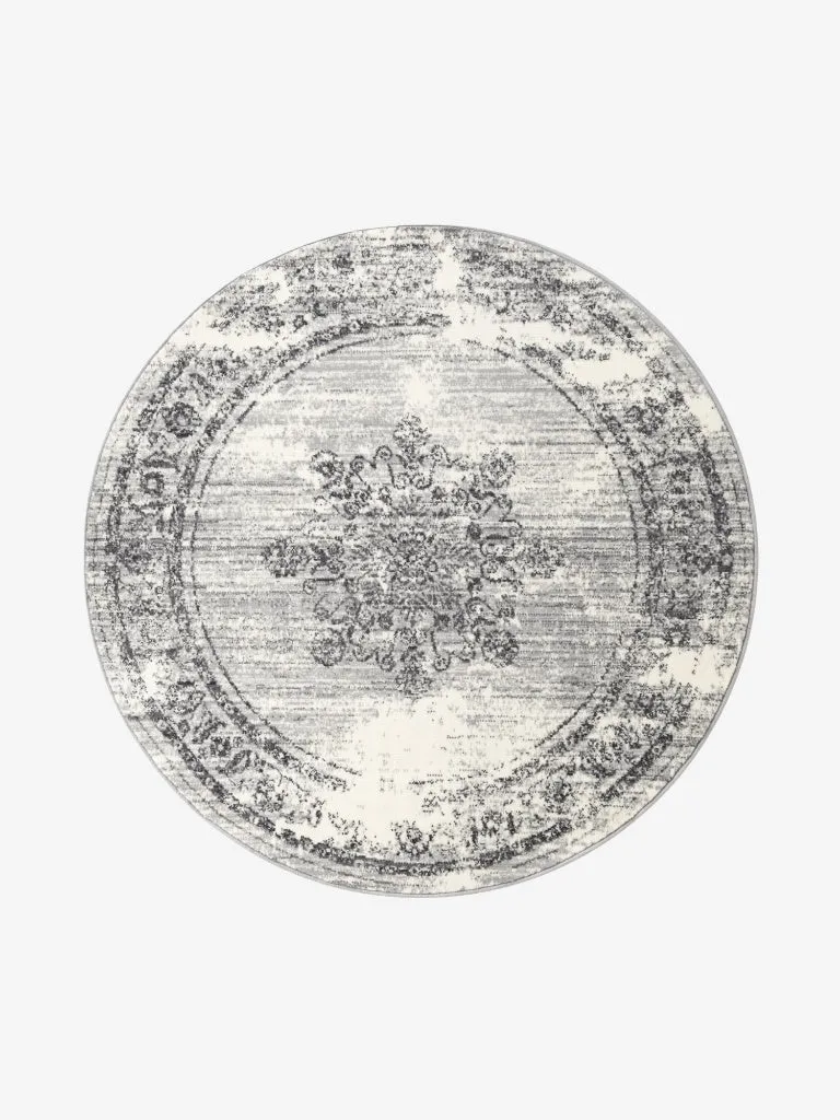 Vintage Teppich Lydia Grau Rund