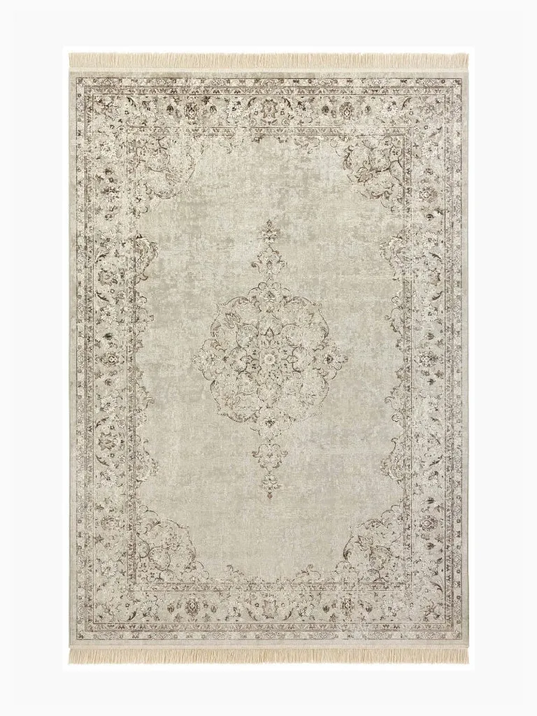 Vintage Teppich Fringes Grau