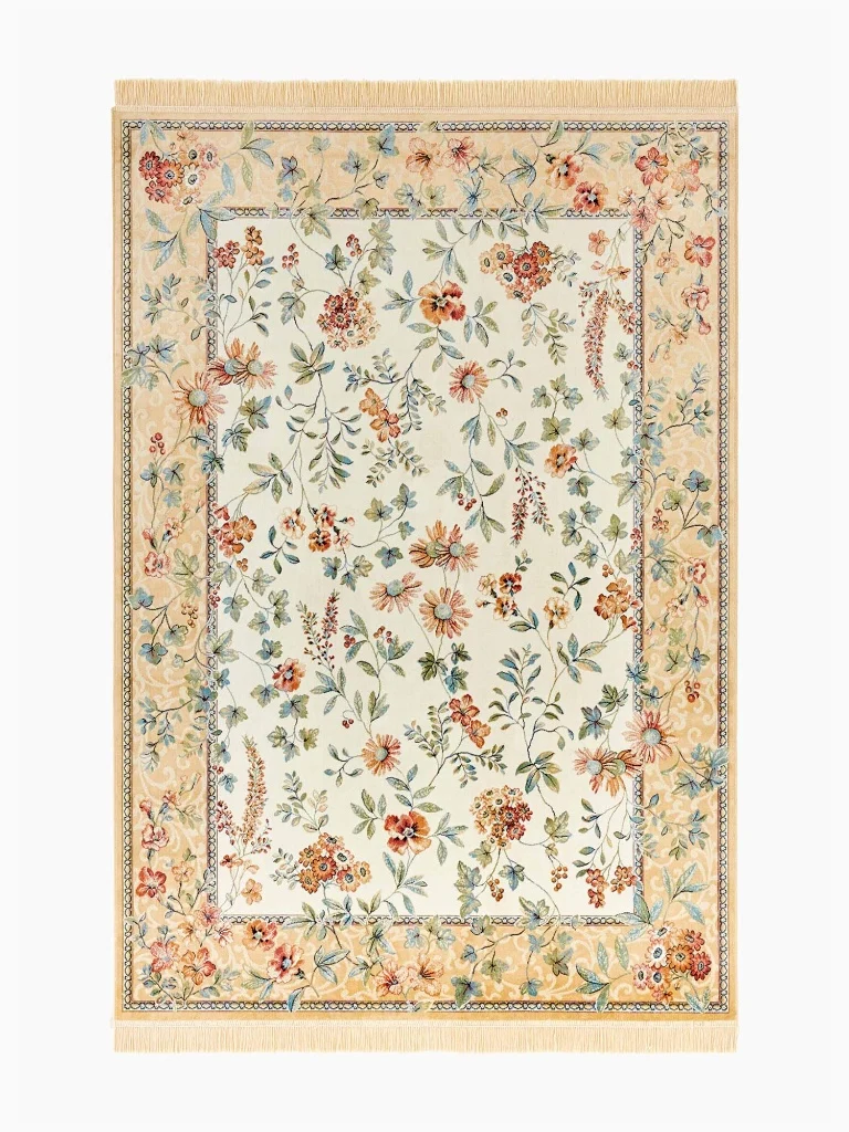Vintage Teppich Fringes Beige