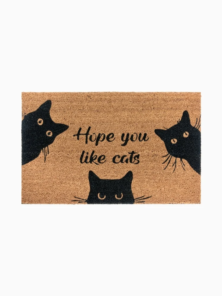 Fußmatte Außen Innen Katzen Fans Beige