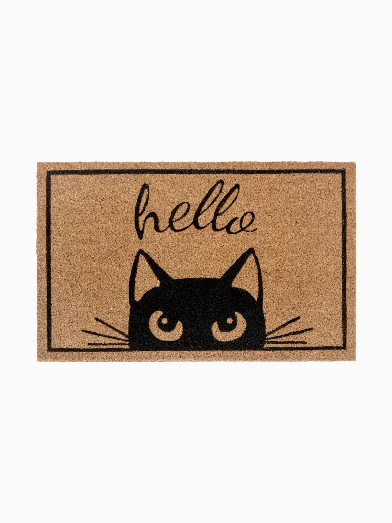 Fußmatte Außen Innen Hello Katze Beige