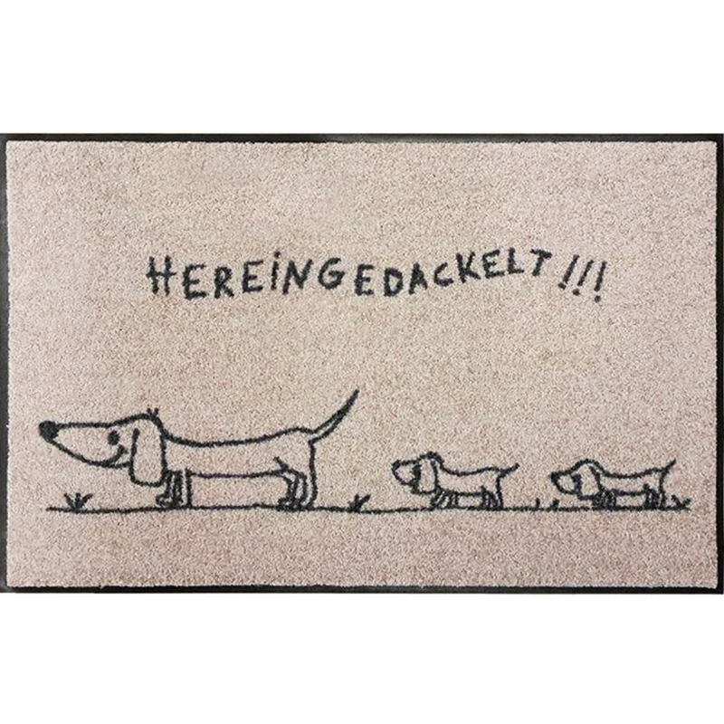 Fußmatte 50x75 Hereingedackelt family beige sand