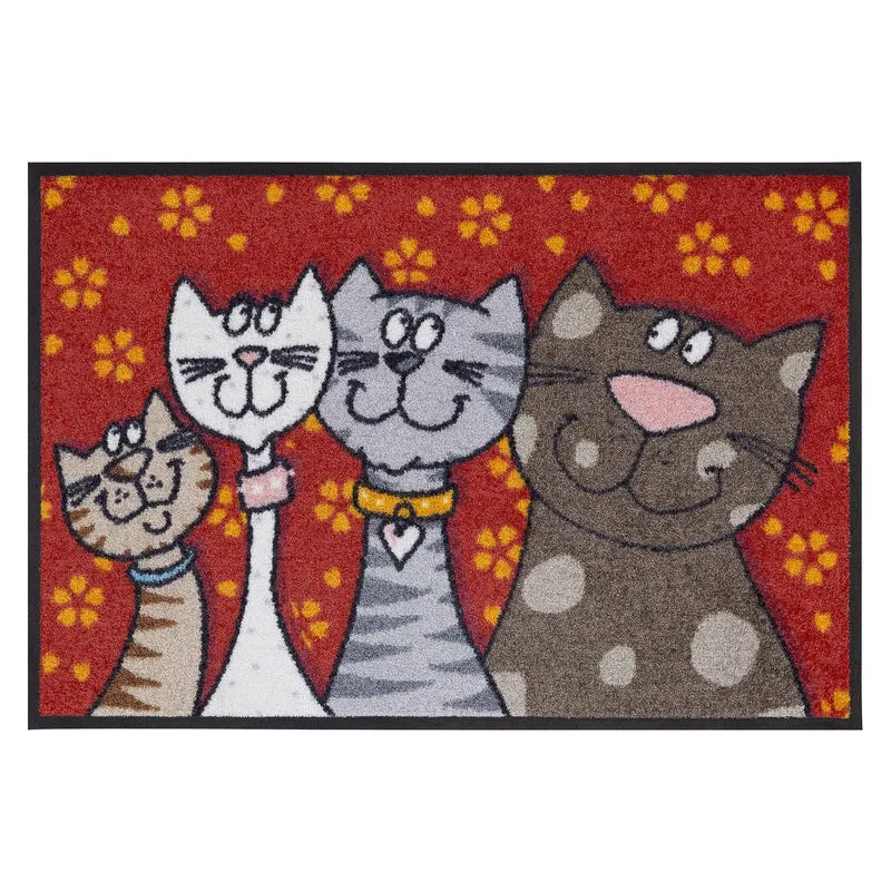 Fußmatte 50x75 Katzenfamilie rot