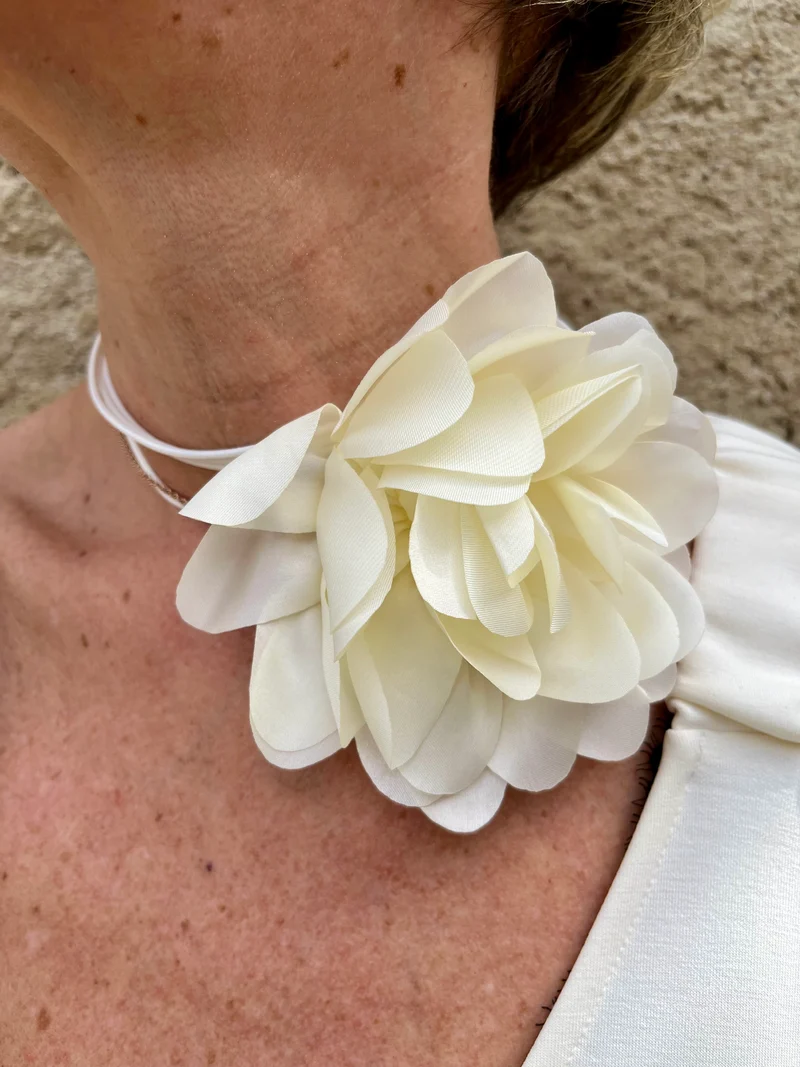 Chokerhalsband Rose Ecru