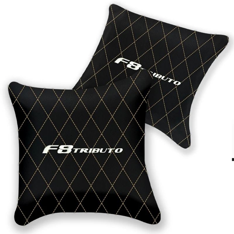 Coussins en cuir noir personnalisables Set de 2 pour Ferrari F8 Tributo (2019-2023) - Couleurs de couture variées