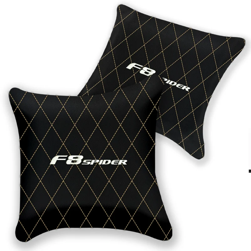 Coussins en cuir noir personnalisables Set de 2 pour Ferrari F8 Spider (2019-2023) - Couleurs de couture variées