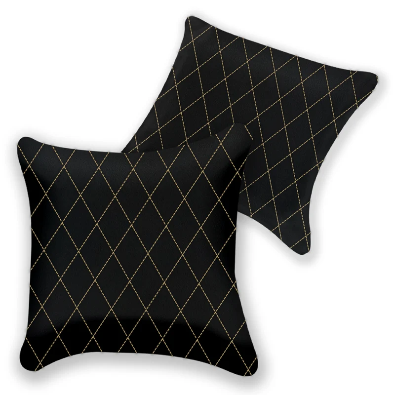 Ensemble de 2 coussins en cuir noir personnalisables pour Ferrari 456 (1992-2003) - Couleurs de couture variées
