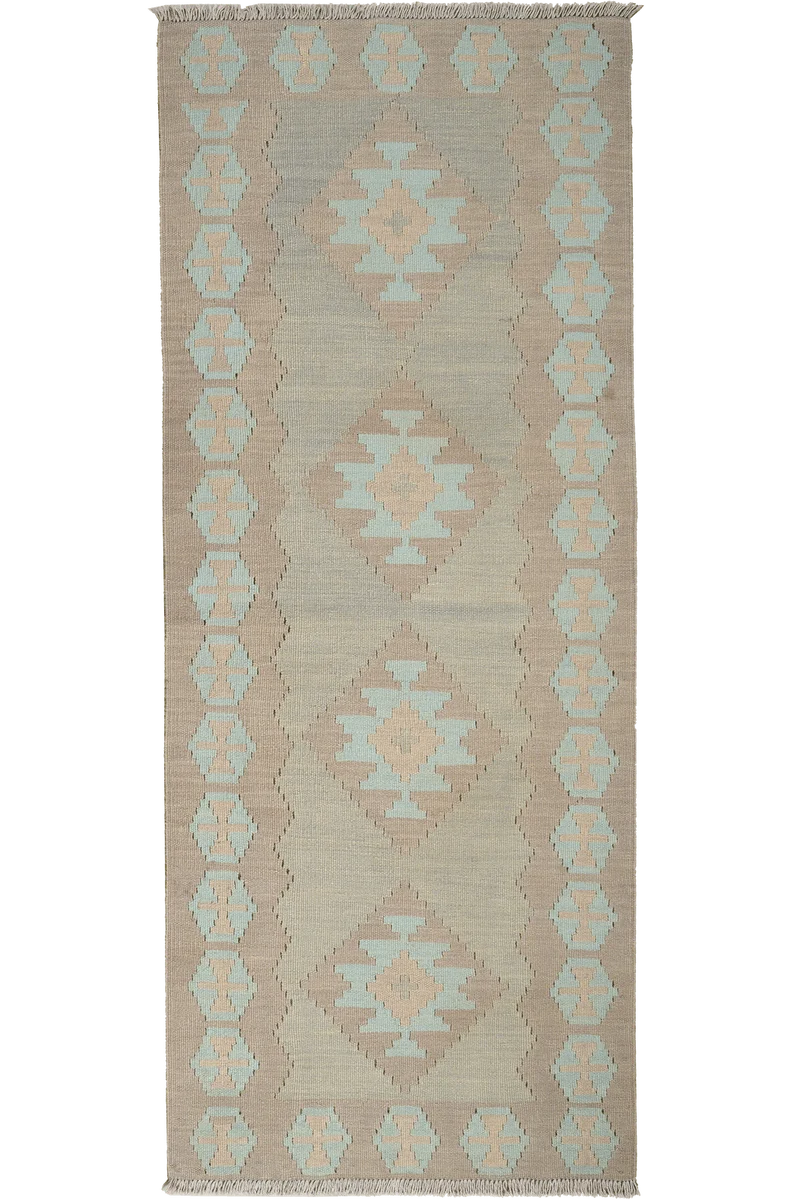 Kelim Gashgai · Handgewebt – Grau, 195x80 cm