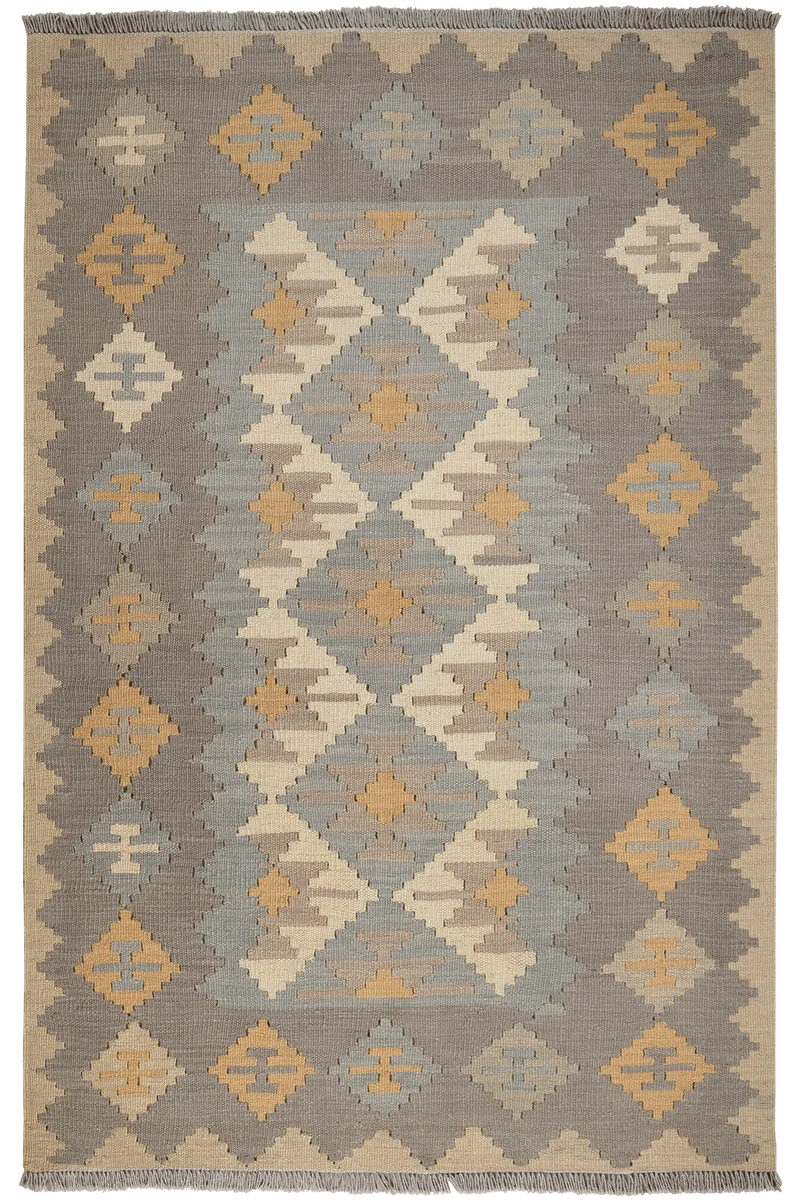 Kelim Gashgai · Handgewebt – Grau, 183x121 cm