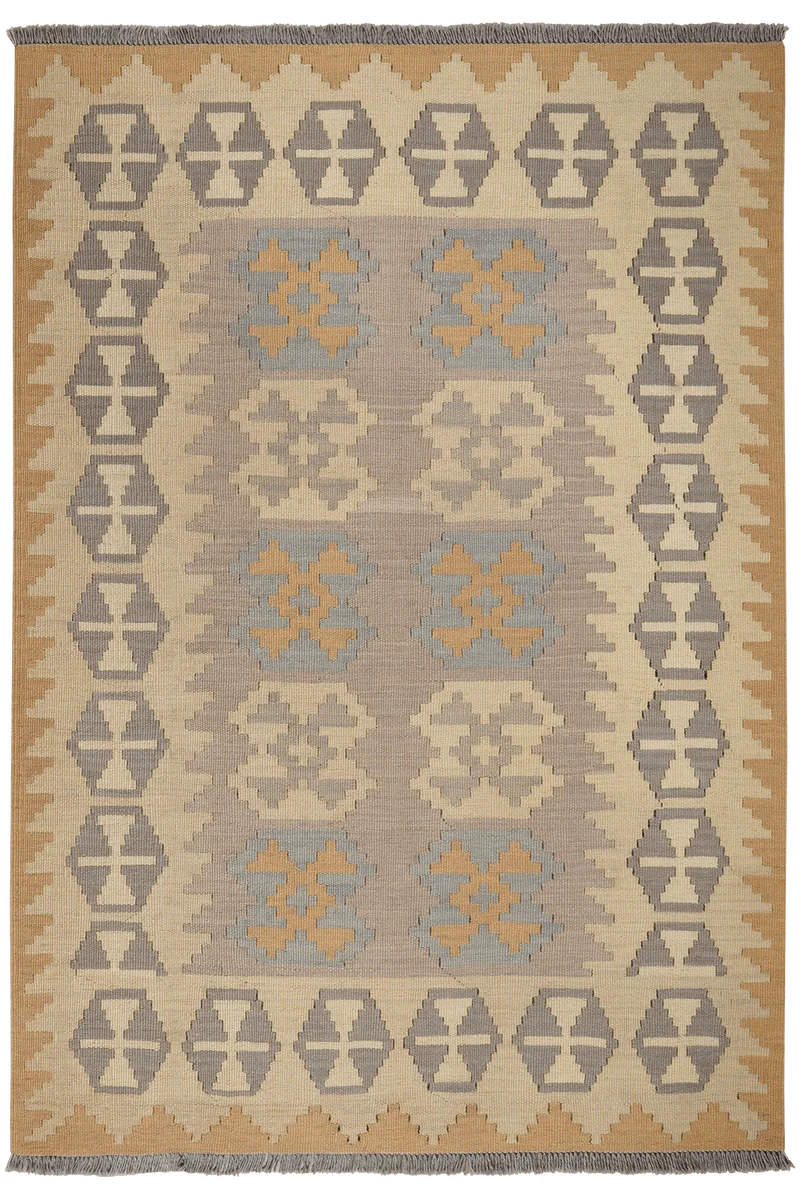 Kelim Gashgai · Handgewebt – Grau, 177x122 cm