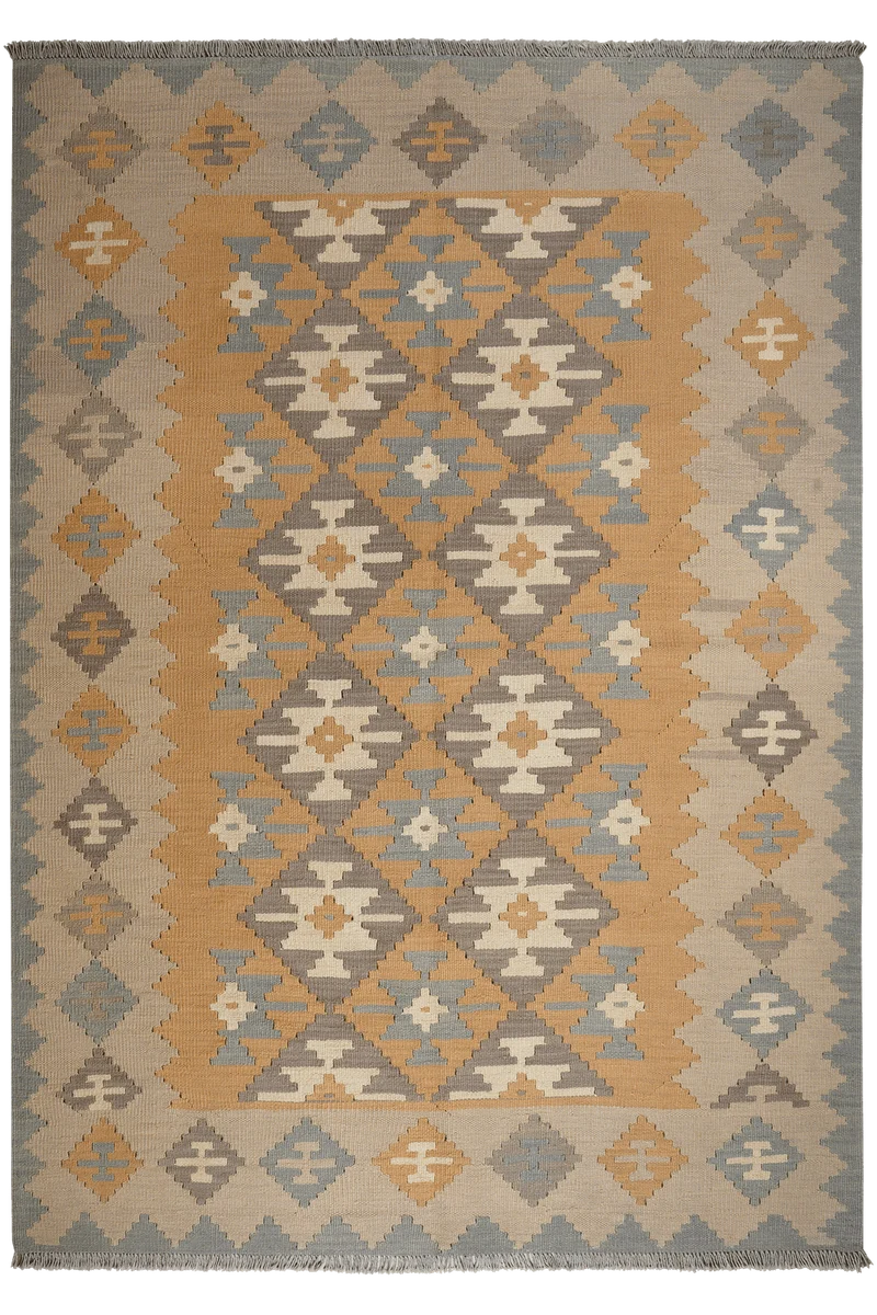 Kelim Gashgai · Handgewebt – Gelb, 238x170 cm