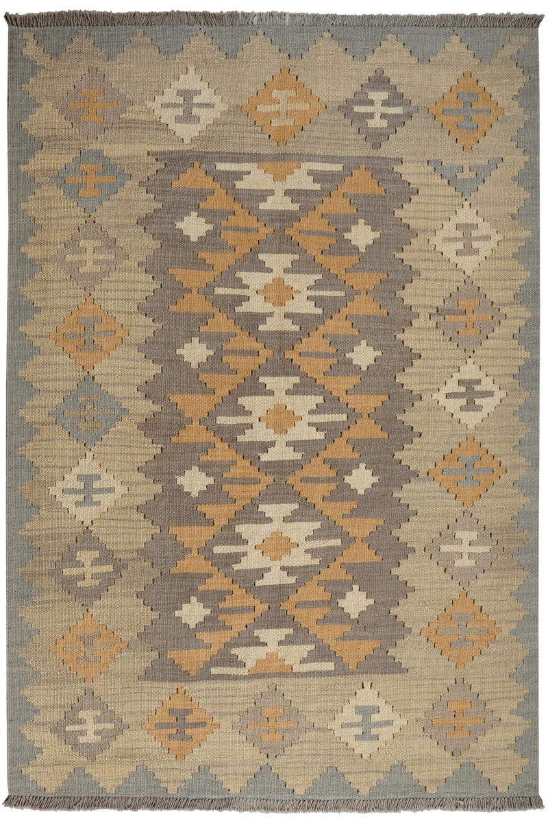 Kelim Gashgai · Handgewebt – Grau, 176x121 cm