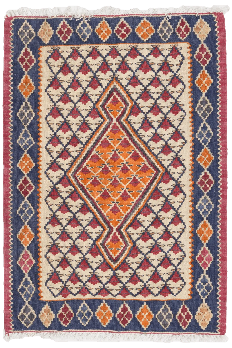 Kelim Senneh · Handgewebt – Beige, 86x60 cm