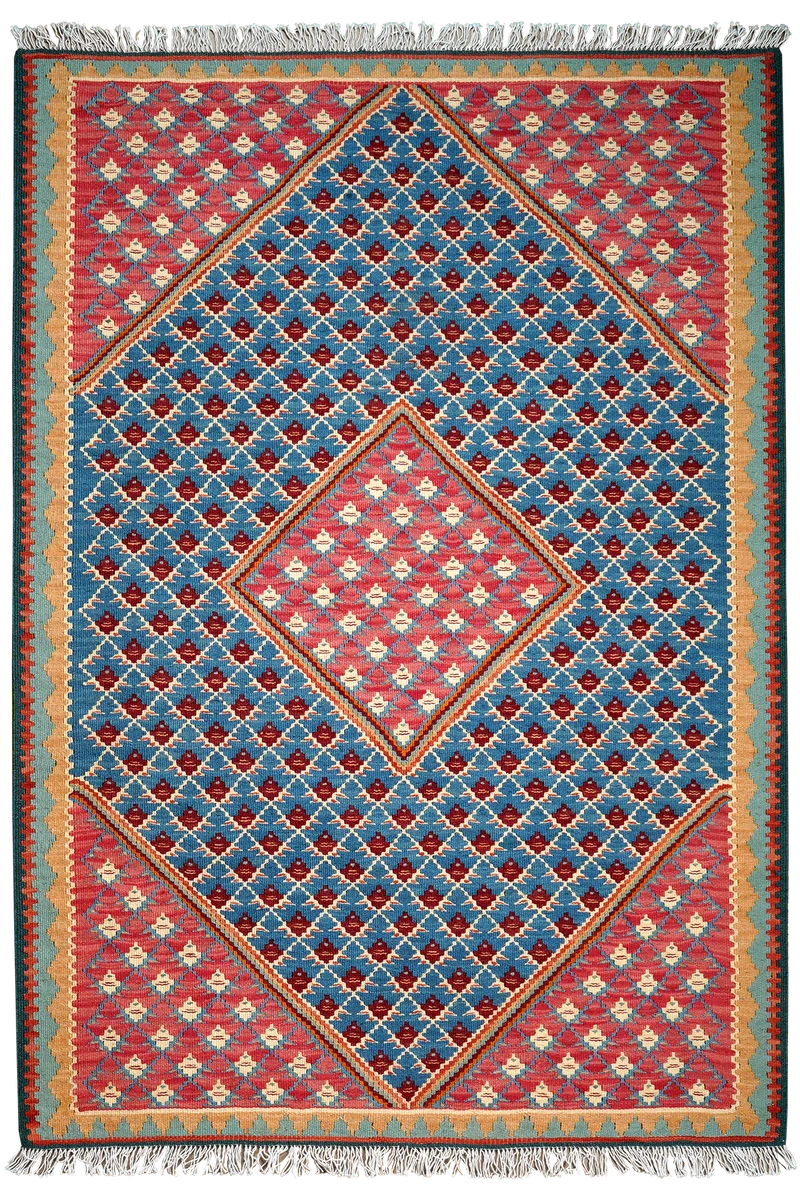 Kelim Senneh · Handgewebt – Blau, 150x105 cm