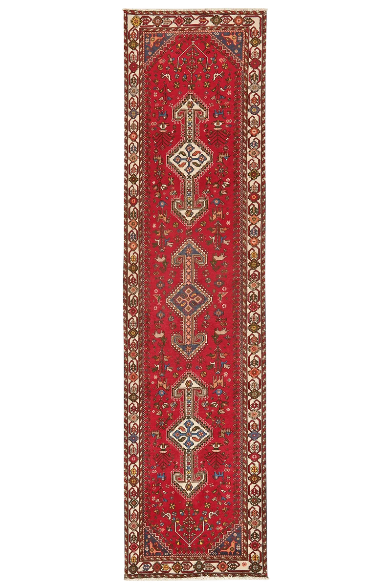 Nasrabad · Handgeknüpft – Rot, 305x76 cm