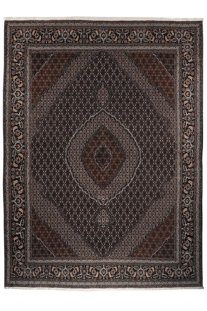 Tabriz 40 Raj · Handgeknüpft – Schwarz, 347x253 cm