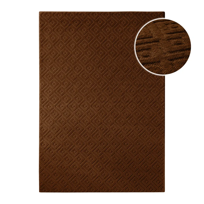 Kurzflor Teppich aus Schurwolle Braun "Castello TWO" WECONhome