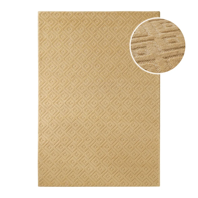 Kurzflor Teppich aus Schurwolle Sand Beige "Castello TWO" WECONhome