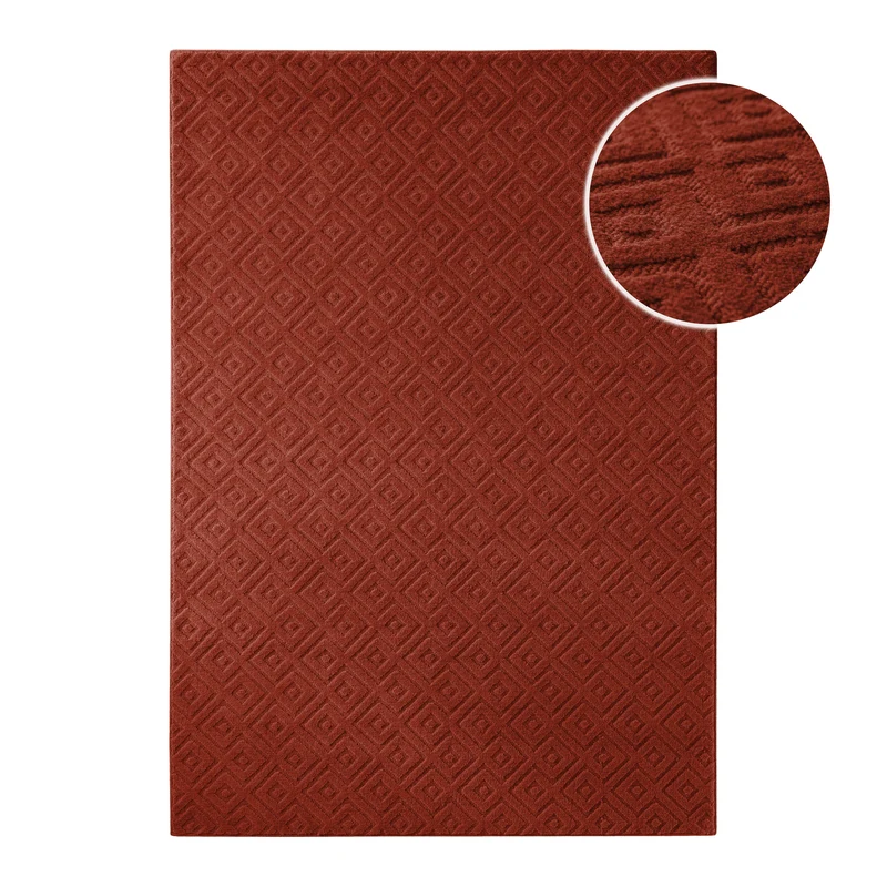 Kurzflor Teppich aus Schurwolle Kamin Rot "Castello TWO" WECONhome