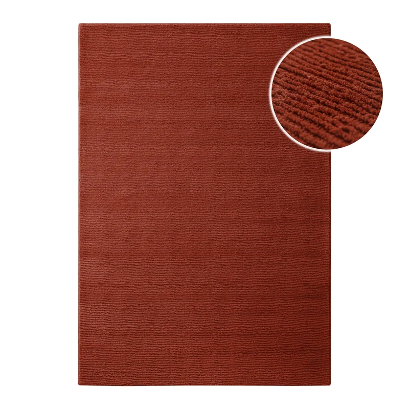 Kurzflor Teppich aus Schurwolle Kamin Rot "Castello ONE" WECONhome