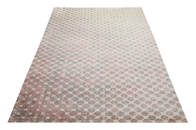 160x230 Teppich Wohnzimmer Creme Punkte