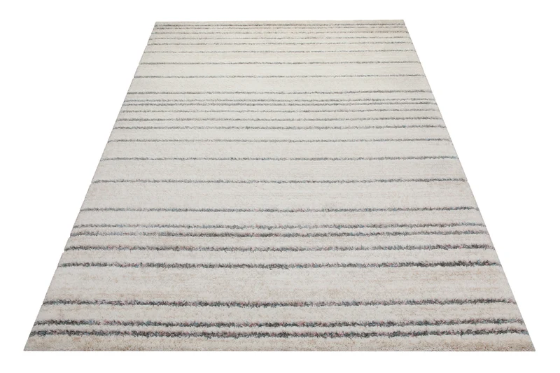 160x230 Teppich Wohnzimmer Creme Streifen
