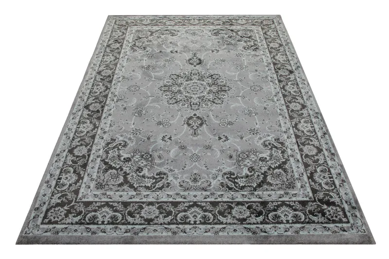 Teppich 160x230 Wohnzimmer Grau Schwarz