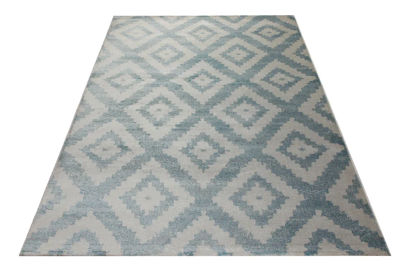 Teppich 160x230 Wohnzimmer Grau Blau Muster