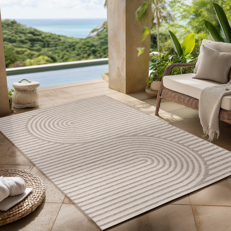 Carpettex Outdoor Teppich Beige Wetterfest UV-beständig Skandi Boho
