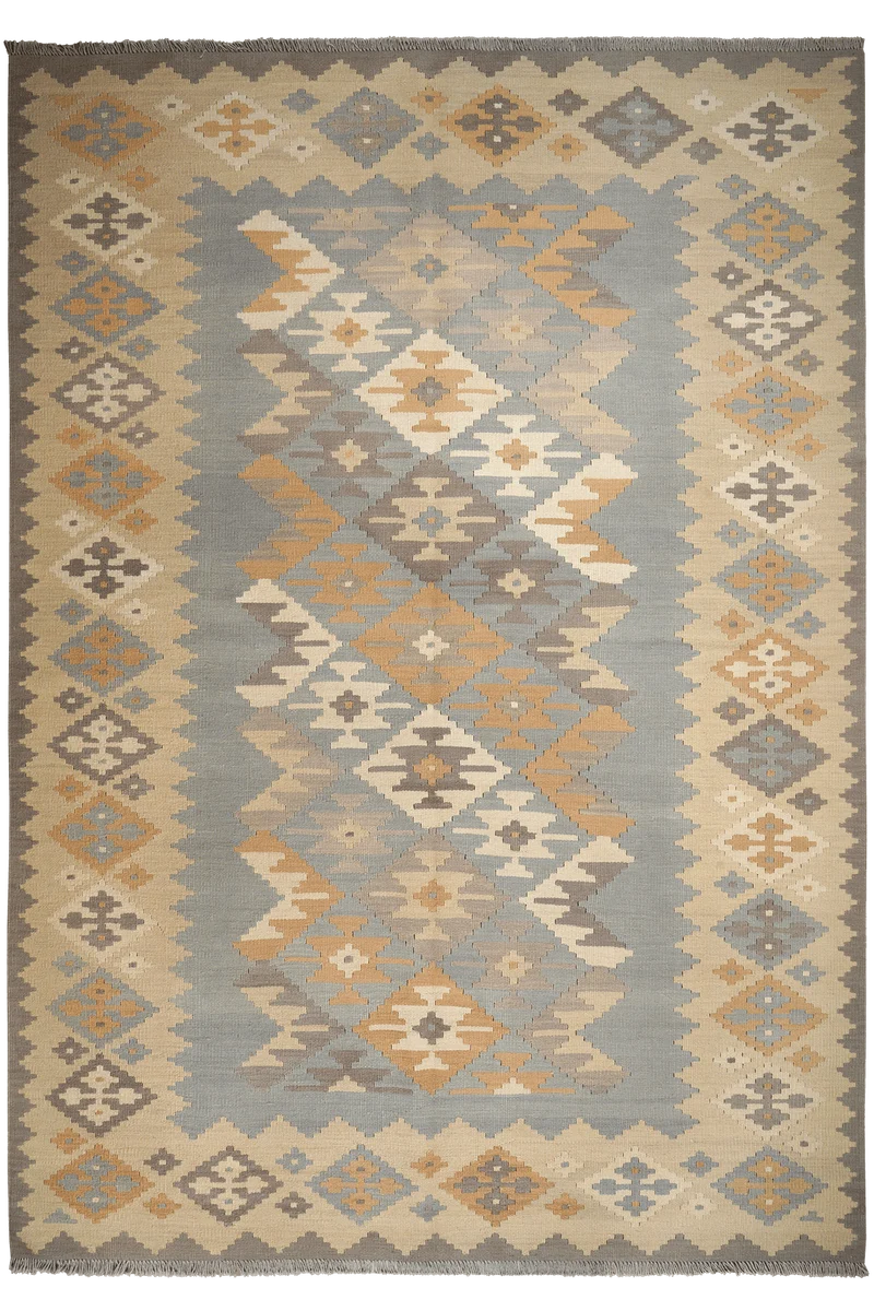 Kelim Gashgai · Handgewebt – Grau, 291x203 cm
