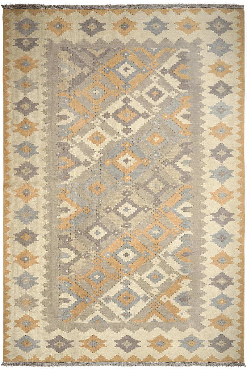 Kelim Gashgai · Handgewebt – Grau, 300x205 cm
