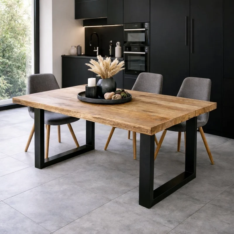 Esstisch CRAFT 160cm Mango natur Massivholz Metall Kufengestell
