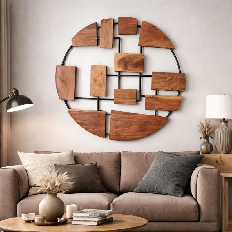 Wand-Deko-Objekt PARETO 90cm Unikat Akazienholz Wandbild