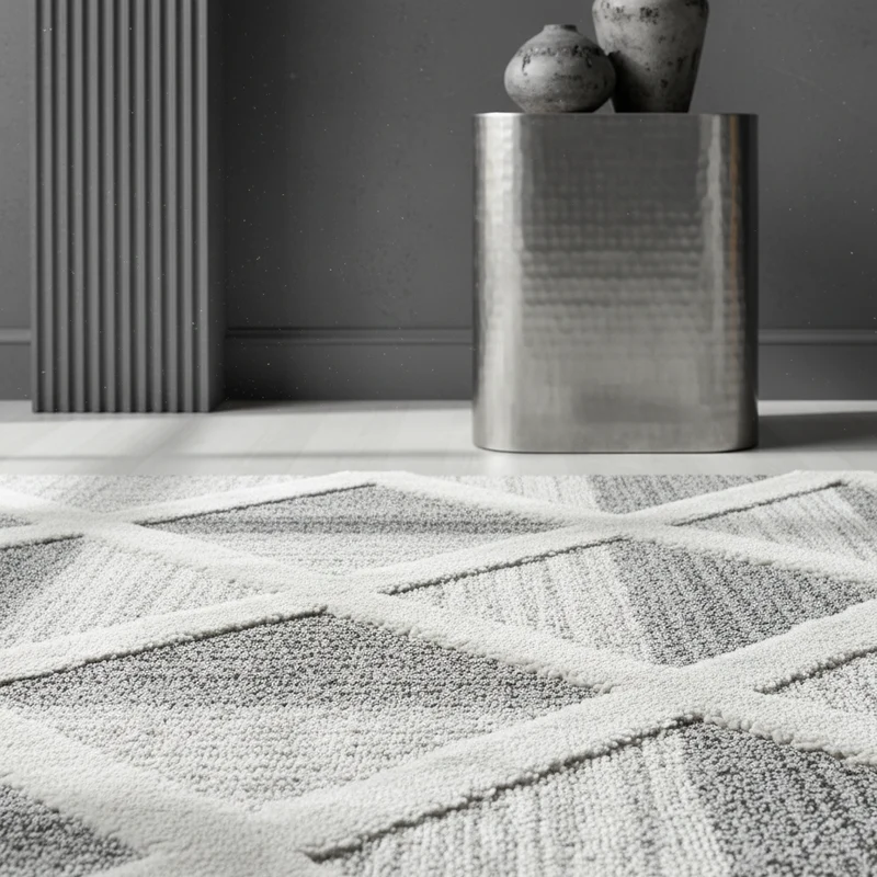 3D Hochflor-Teppich Dreiecks-Streifen – Waschbar | Grafischer Hoch-Tief-Effekt | 2,00 cm Florhöhe für Wohnkomfort
