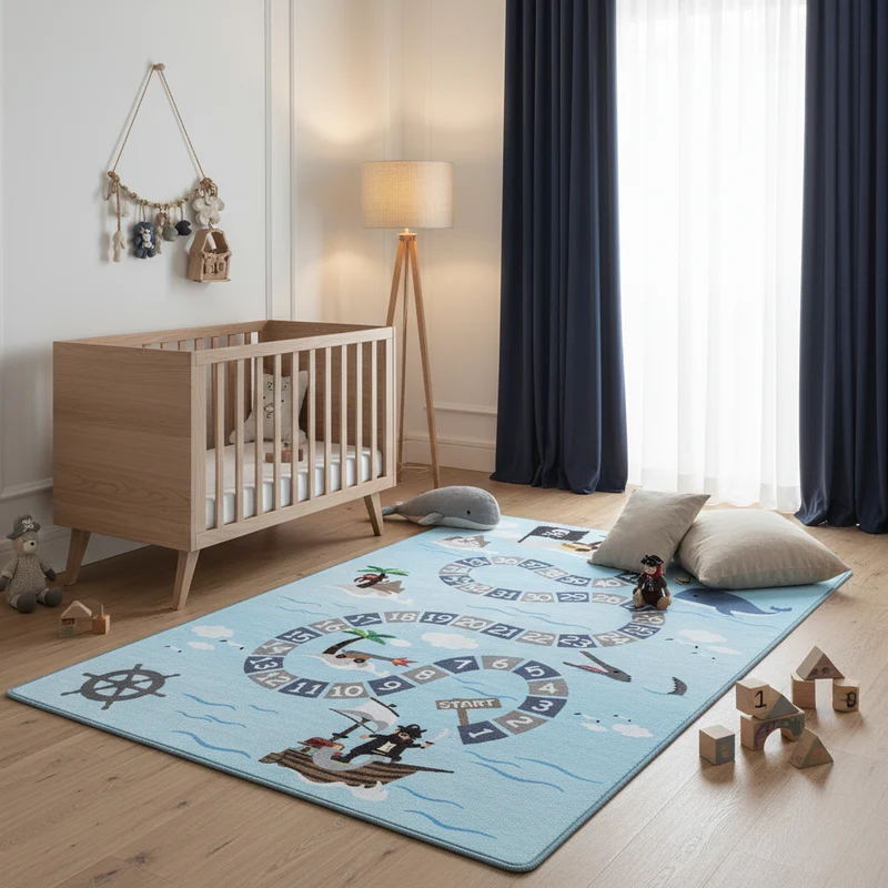 Kinderteppich Flachgewebe Piraten – Rutschfest & Waschbar für Kinderzimmer