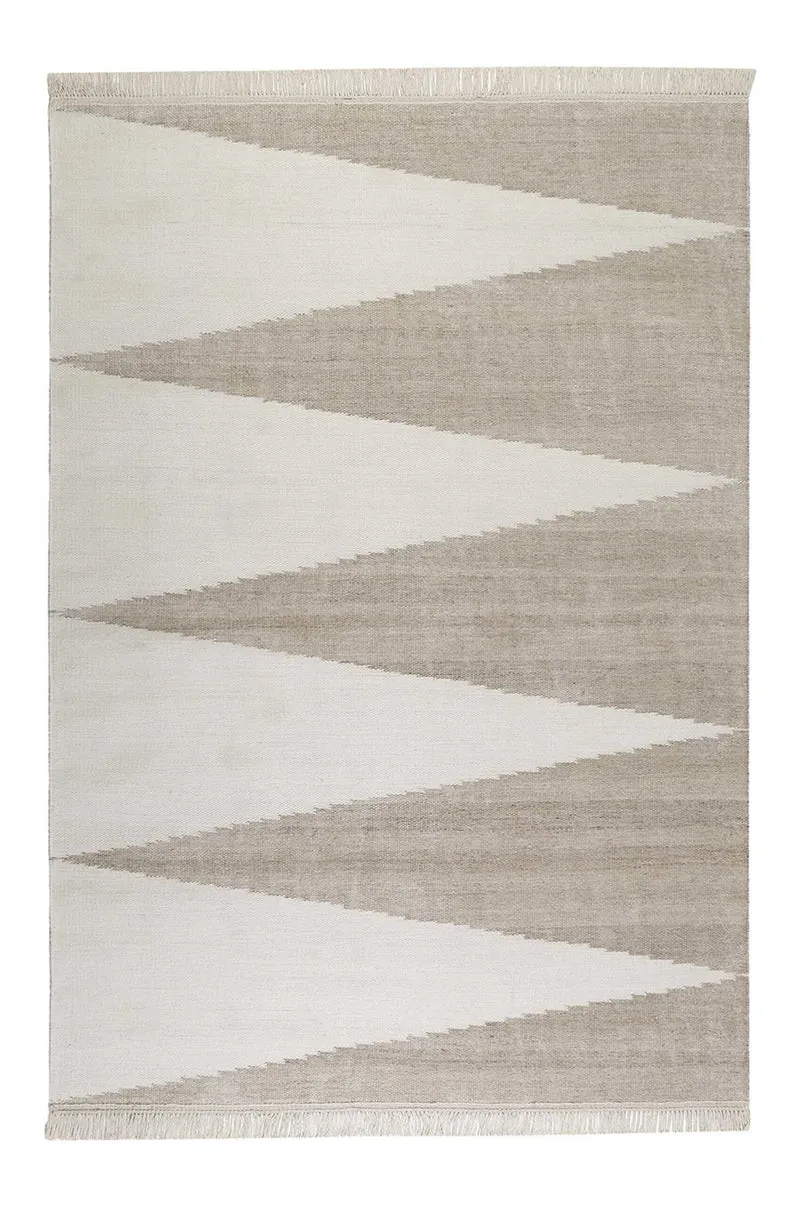 Kelim Teppich Sand Beige aus Naturfasern "Smart Triangle" WECONhome