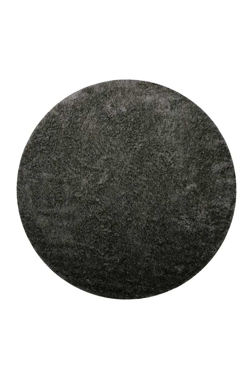 Teppich Rund Anthrazit Hochflor "Flavio" Homie Living