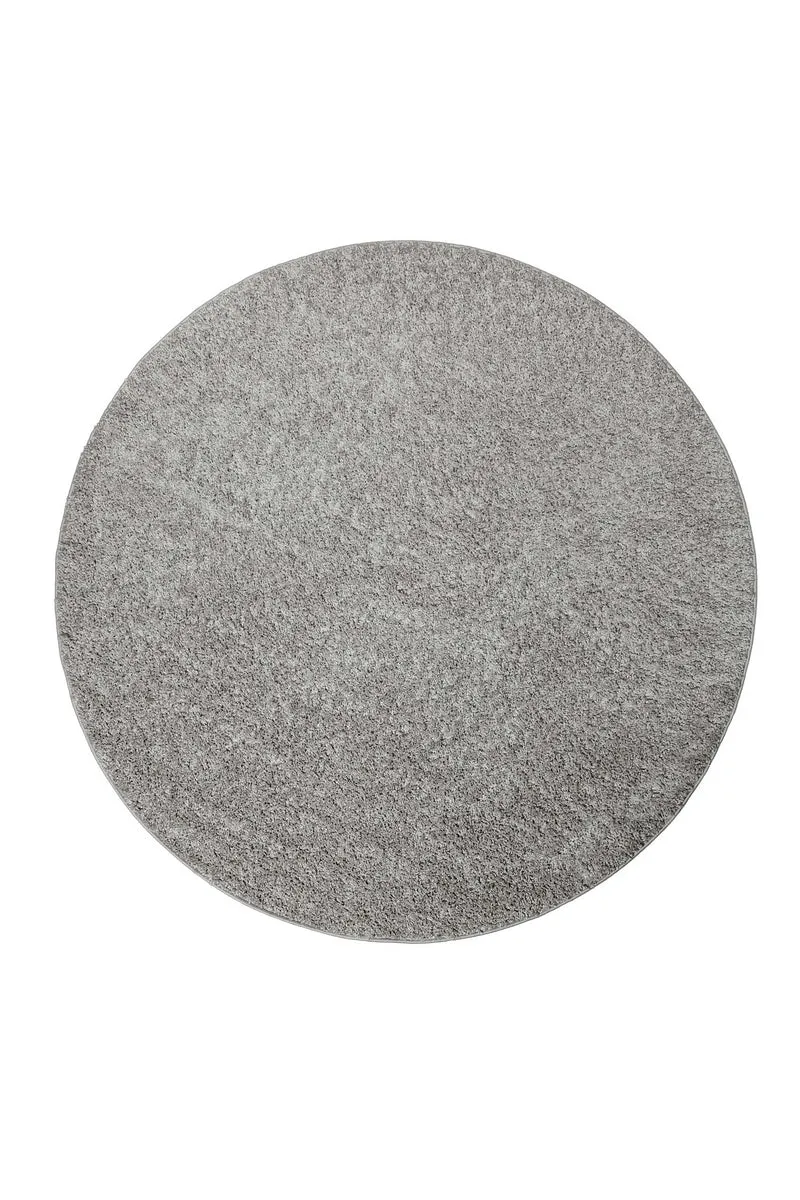 Teppich Rund Hellgrau Hochflor "Gino " Homie Living
