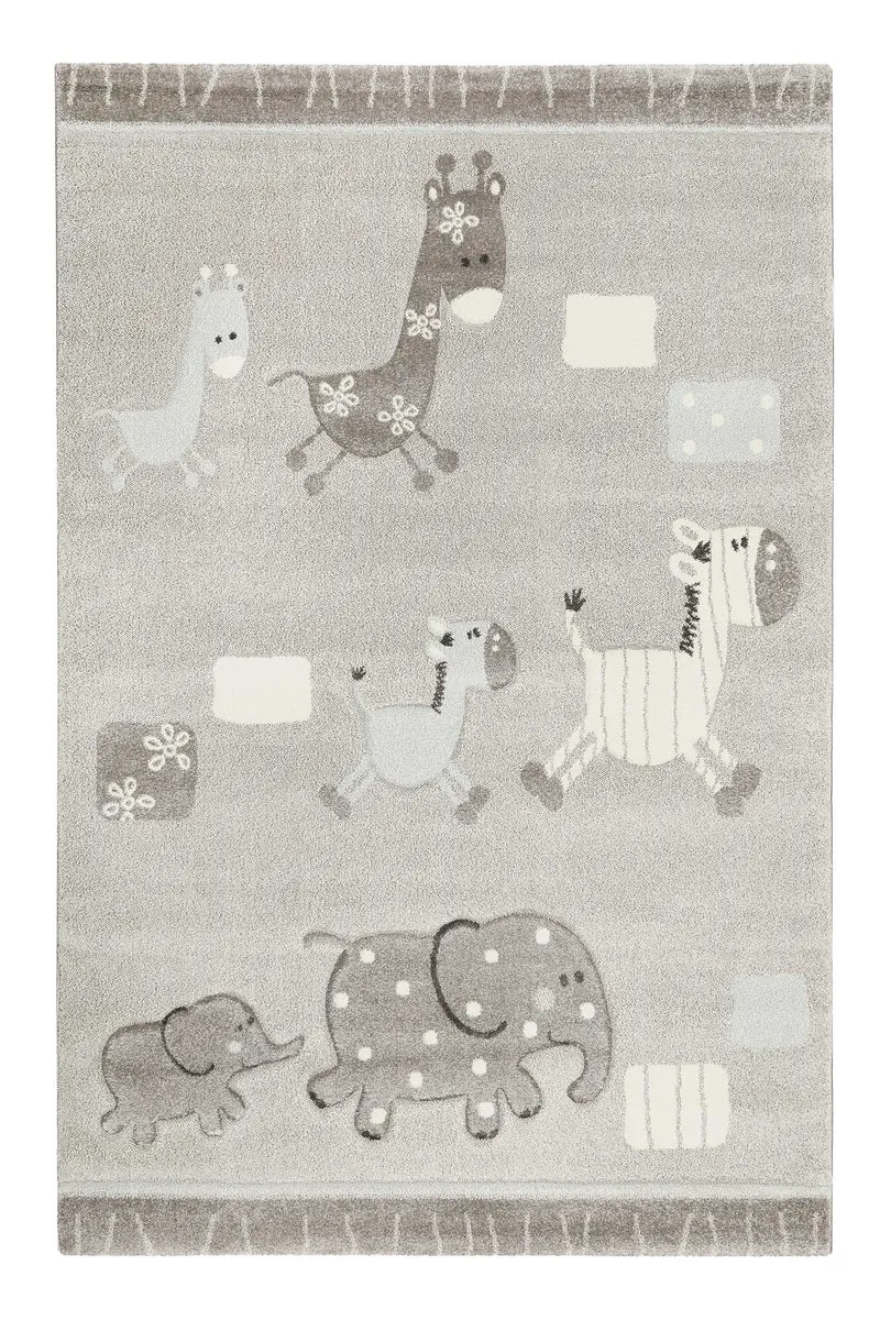 Esprit Kinderteppich Grau meliert "Lucky Zoo 2.0"