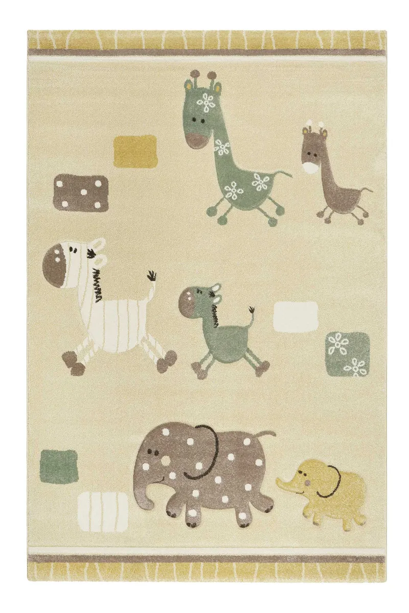 Esprit Kinderteppich Beige Gelb meliert "Lucky Zoo 2.0"