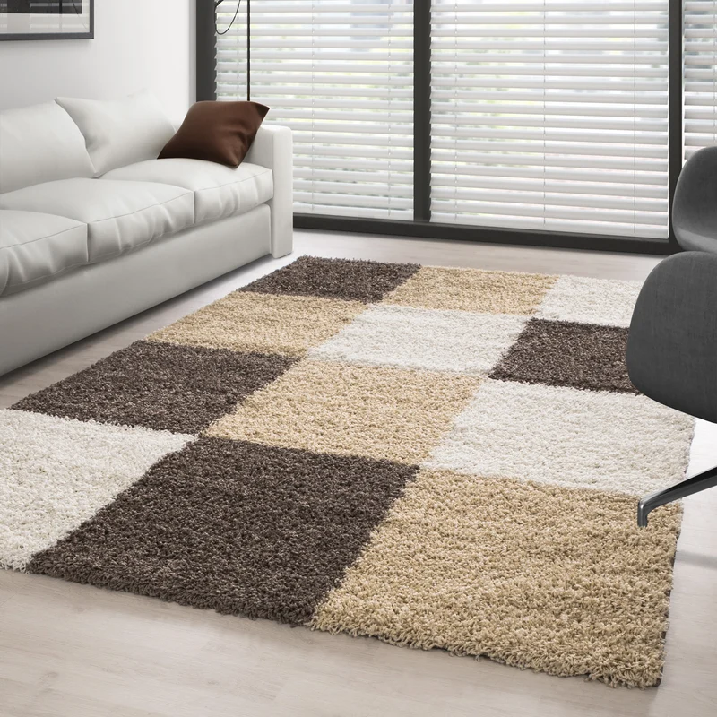 Carpettex Tappeto Shaggy Pelo Alto Quadri Morbido Soffice